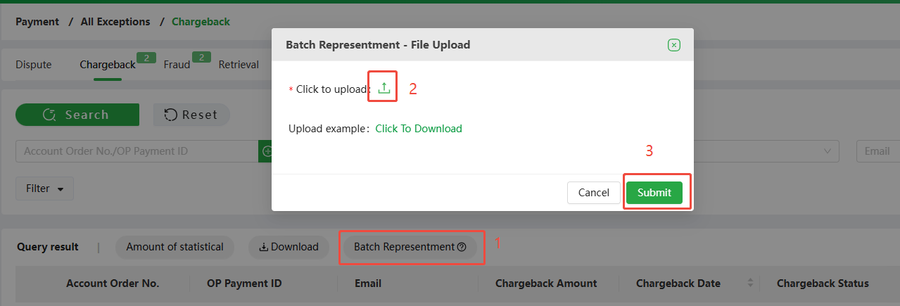Batch Representment upload