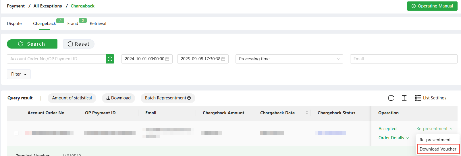 Batch Representment download